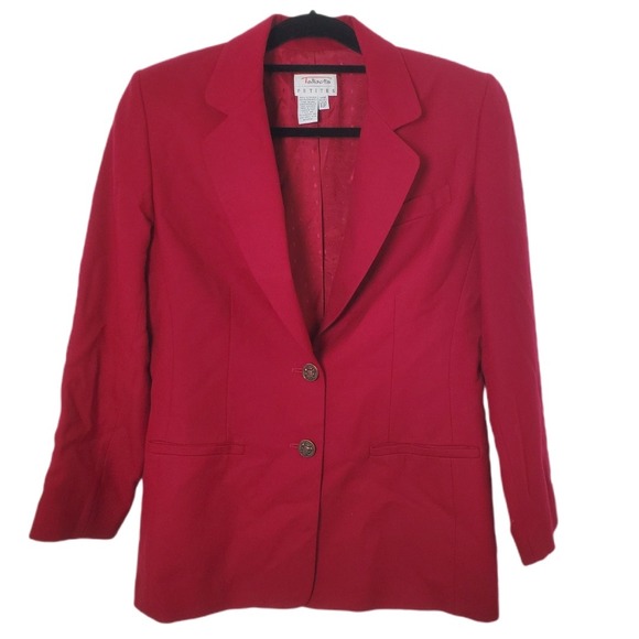 Talbots Petites Berry Red Wool Blazer Jacket Women's 10P Two Button Professional - Picture 2 of 12